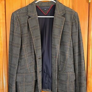 Tommy Hilfiger Women’s Checkered Suit Blazer- Padded Shoulders, Size L